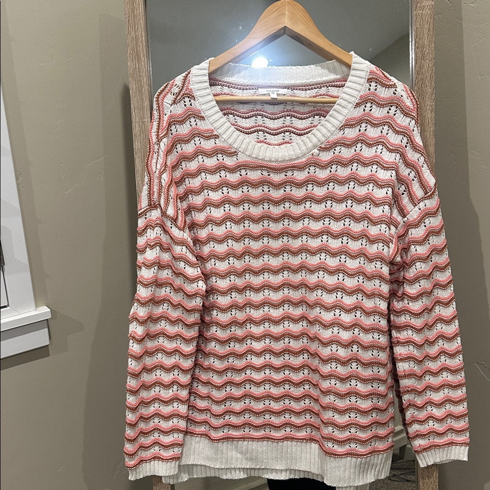 Maurices Pink and Brown Wave Knit Sweater